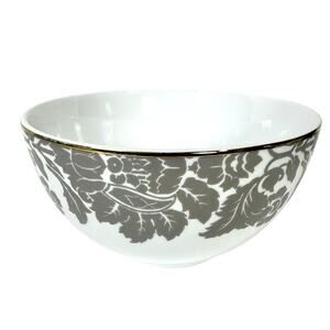 St Nicholas Square "Spirit of the Season" Elegant Gray Floral Gold Serving Bowl
